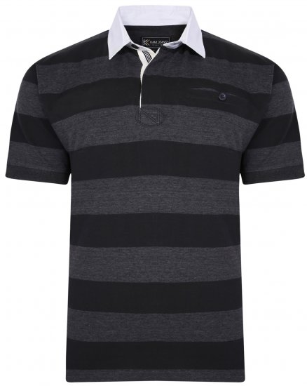 Kam Jeans 5454 Stripe Rugby Polo Black - Polokošele - Polokošele 2XL-8XL