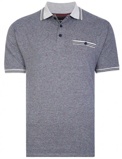 Kam Jeans 5456 Drop Needle Jersey Polo with Dobby Print Grey - Polokošele - Polokošele 2XL-8XL