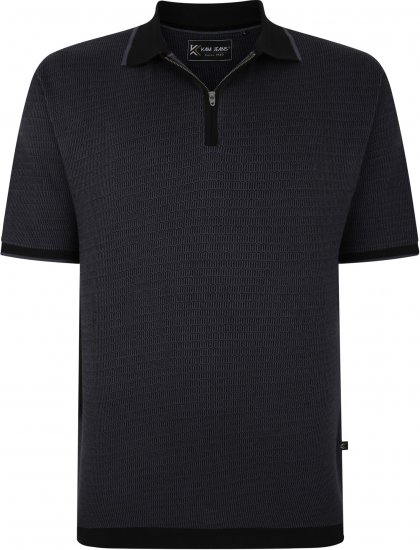 Kam Jeans 5492 Jersey Weave Pattern 1/4 Zip Polo Black - Polokošele - Polokošele 2XL-8XL