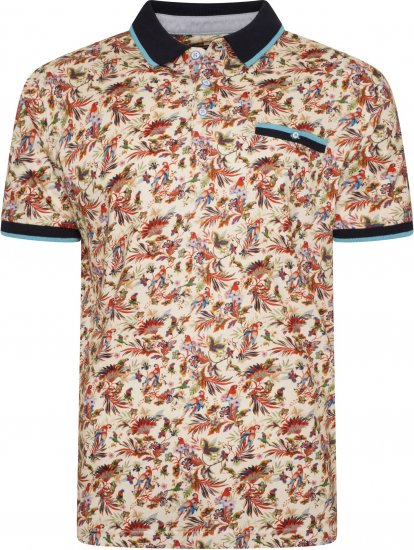 Kam Jeans 5493 All Over Parrot Print Polo Ecru - Polokošele - Polokošele 2XL-8XL