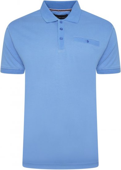 Kam Jeans 5498 Jersey Polo with Self Stripe Jacquard Collar/Cuffs Royal Blue - Polokošele - Polokošele 2XL-8XL