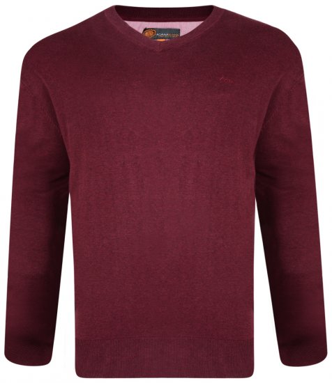 Kam Jeans V-neck Knitted Sweater Burgundy - Mikiny & mikiny bez kapucne - Mikiny & Mikiny s Kapucňou 2XL-12XL