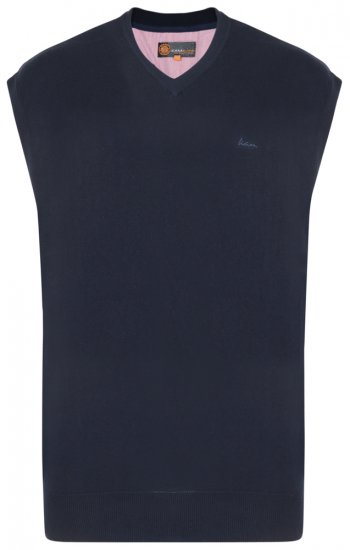 Kam Jeans V-neck Knitted Vest Navy - Mikiny & mikiny bez kapucne - Mikiny & Mikiny s Kapucňou 2XL-12XL