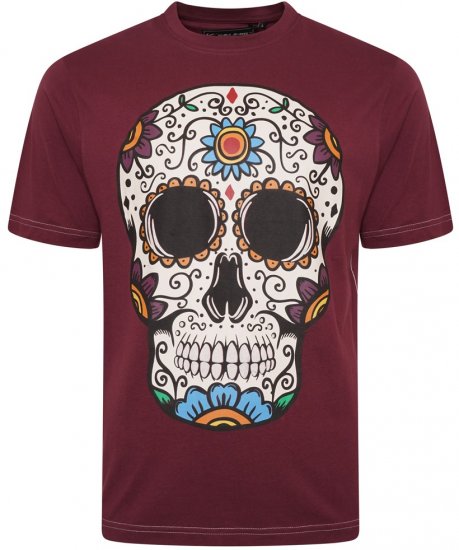 Kam Jeans 5705 Coloured Skull Print Tee Plum - Tričká - Nadrozmerné tričká - 2XL-14XL