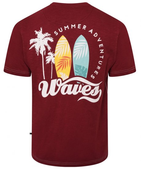 Kam Jeans 5709 Summer Adventure Print Tee Burgundy - Tričká - Nadrozmerné tričká - 2XL-14XL