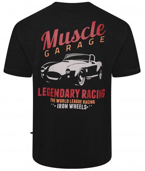 Kam Jeans 5710 Legendary Racing Slub Tee With Back Print Black - Tričká - Nadrozmerné tričká - 2XL-14XL