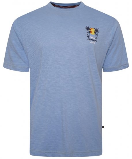 Kam Jeans 5711 Endless Summers Slub Tee With Back Print Blue - Tričká - Nadrozmerné tričká - 2XL-14XL