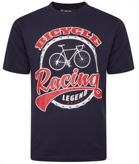 Kam Jeans 5712 Twin Pack Motorcycle/Cycle Print Tee Black and Navy - Tričká - Nadrozmerné tričká - 2XL-14XL