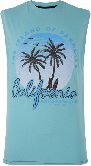 Kam Jeans 5727 California Paradise Sleeveless T-Shirt Light Blue - Tričká - Nadrozmerné tričká - 2XL-14XL