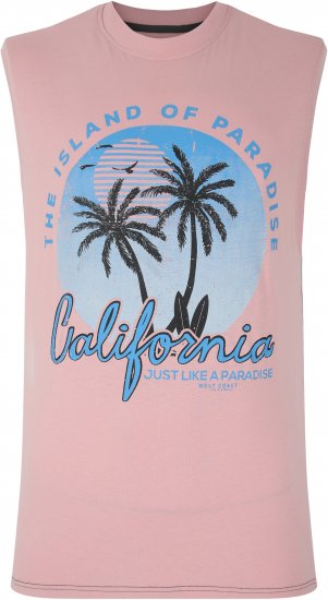 Kam Jeans 5727 California Paradise Sleeveless T-Shirt Pink - Tričká - Nadrozmerné tričká - 2XL-14XL