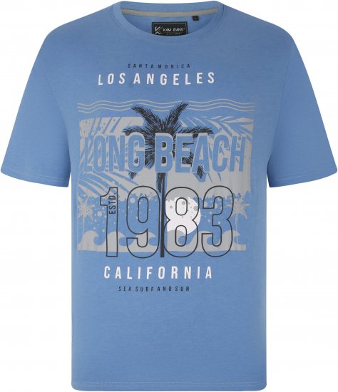 Kam Jeans 5729 Long Beach Print T-Shirt Blue Marl - Tričká - Nadrozmerné tričká - 2XL-14XL