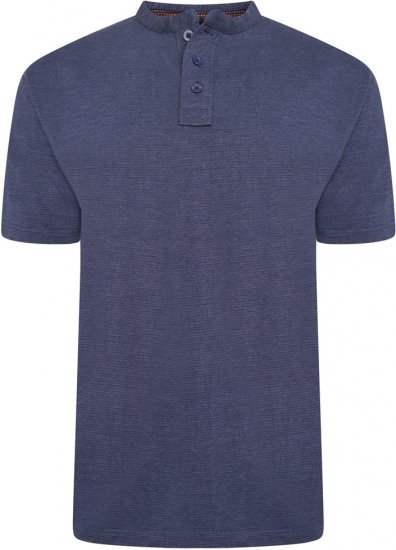 Kam Jeans 5744 Textured Jersey Grandad Top Indigo - Polokošele - Polokošele 2XL-8XL