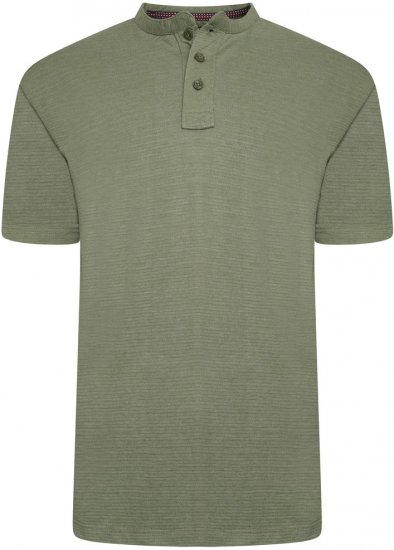 Kam Jeans 5744 Textured Jersey Grandad Top Khaki - Polokošele - Polokošele 2XL-8XL