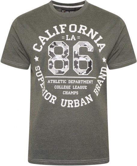 Kam Jeans 5748 California Camo 86 Print T-Shirt Khaki Marl - Tričká - Nadrozmerné tričká - 2XL-14XL