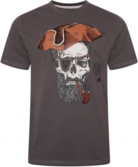 Kam Jeans 5752 Real Pirates Print T-Shirt Charcoal - Tričká - Nadrozmerné tričká - 2XL-14XL