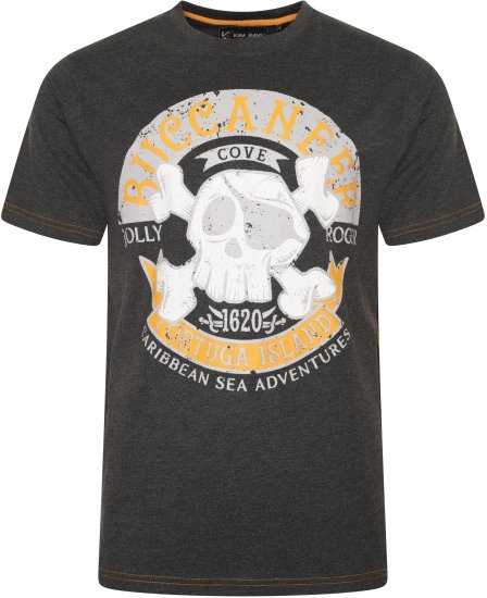 Kam Jeans 5753 Buccaneer Print T-Shirt Charcoal Marl - Tričká - Nadrozmerné tričká - 2XL-14XL