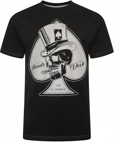 Kam Jeans 5757 Hands on Deck Skull Print T-Shirt Black - Tričká - Nadrozmerné tričká - 2XL-14XL
