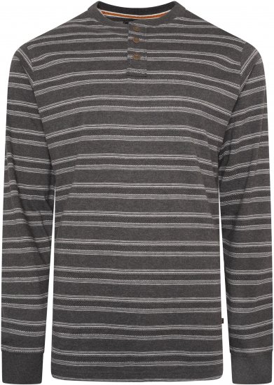 Kam jeans 5761 Embossed Waffle Stripe Long Sleeve Henley Shirt Charcoal - Polokošele - Polokošele 2XL-8XL