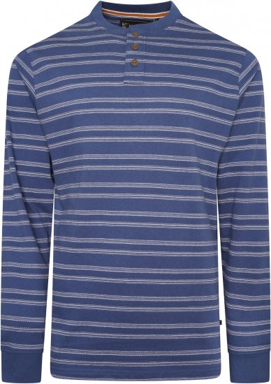 Kam jeans 5761 Embossed Waffle Stripe Long Sleeve Henley Shirt Indigo - Polokošele - Polokošele 2XL-8XL