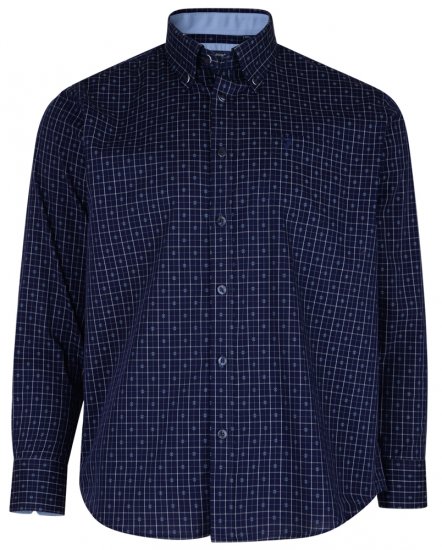 Kam Jeans 6158 Long Sleeve Dobby Embroidery Shirt Navy - Košele - Košele 2XL-10XL