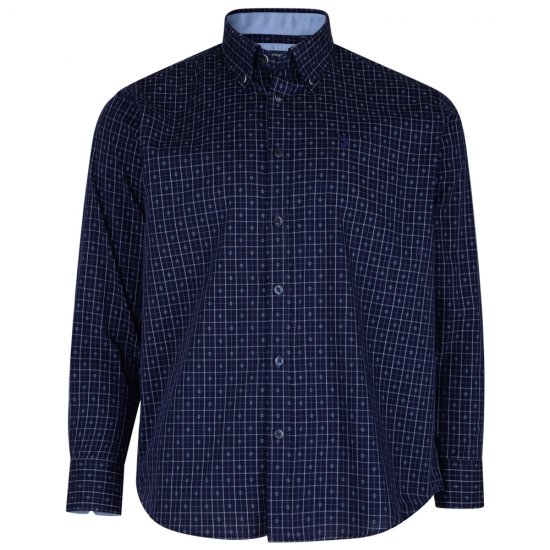 Kam Jeans 6158 Long Sleeve Dobby Embroidery Shirt Navy - Košele - Košele 2XL-10XL
