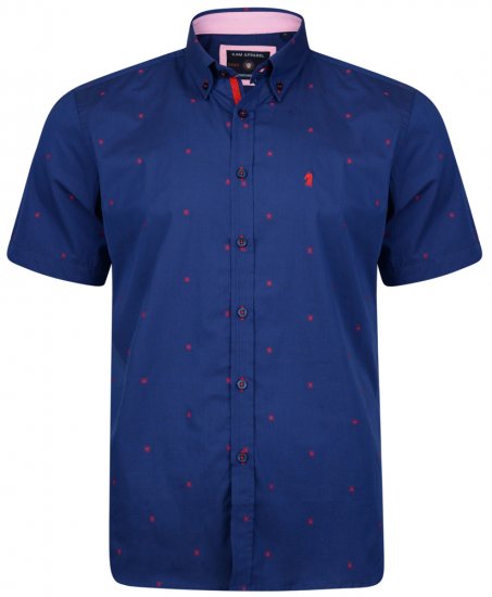 Kam Jeans 6160 Short Sleeve Dobby Print Shirt Twilight Blue - Košele - Košele 2XL-10XL