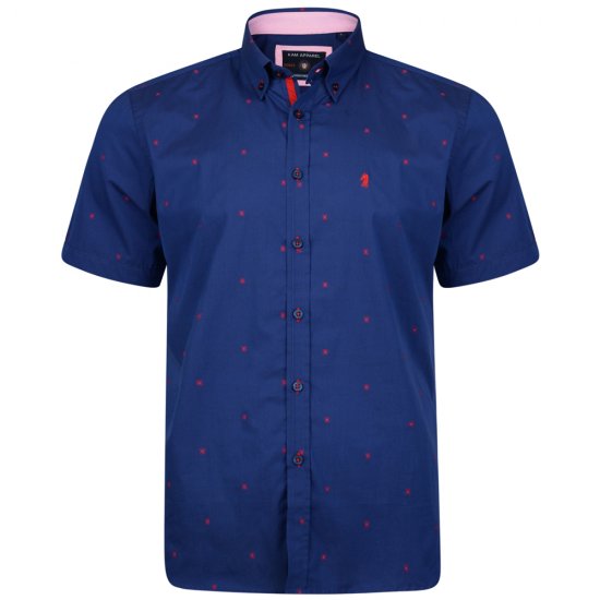 Kam Jeans 6160 Short Sleeve Dobby Print Shirt Twilight Blue - Košele - Košele 2XL-10XL