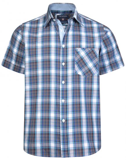 Kam Jeans 6163 Short Sleeve Shirt Blue - Košele - Košele 2XL-10XL