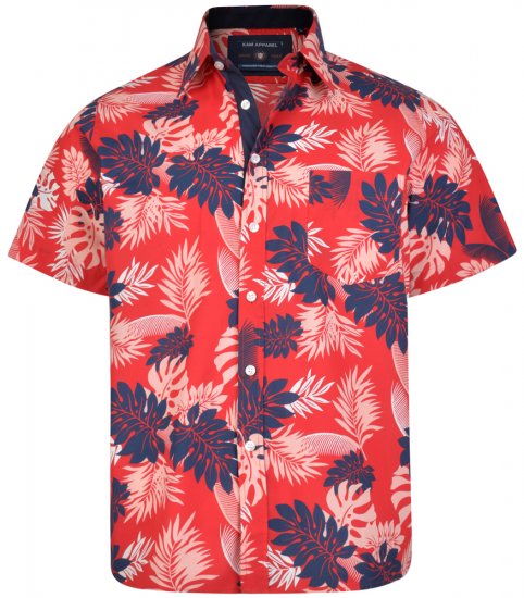 Kam Jeans 6166 Hawaii Shirt Red - Košele - Košele 2XL-10XL