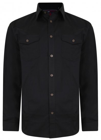 Kam Jeans Retro Long Sleeve Stretch Shirt Black - Košele - Košele 2XL-10XL