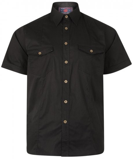 Kam Jeans 6180 Short Sleeve Shirt Black - DUPLICATE - Košele - Košele 2XL-10XL