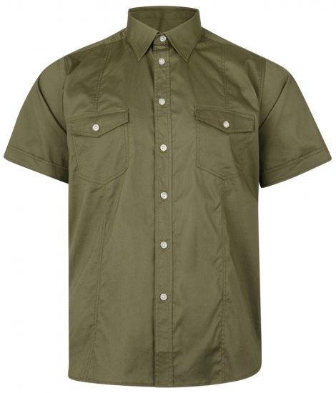 Kam Jeans Retro Short Sleeve Stretch Shirt Khaki - Košele - Košele 2XL-10XL