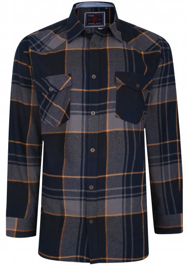 Kam Jeans 6193 Long Sleeve Flannel Shirt Navy - Košele - Košele 2XL-10XL