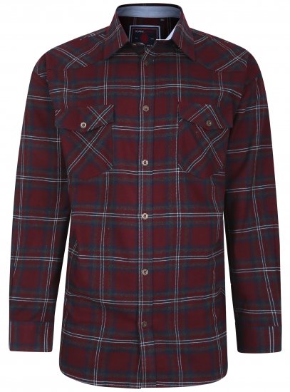Kam Jeans 6194 Long Sleeve Flannel Shirt Burgundy - Košele - Košele 2XL-10XL