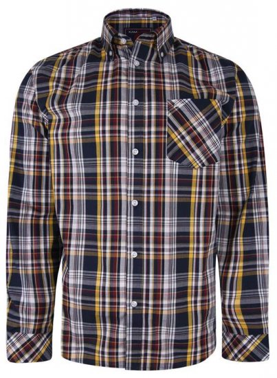 Kam Jeans 6208 LS Casual Check Shirt Navy - Košele - Košele 2XL-10XL