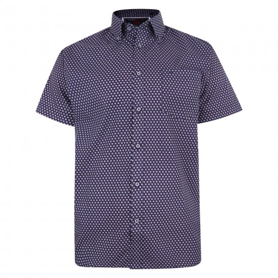 Kam Jeans 6211 SS Dobby Print Shirt Navy - Košele - Košele 2XL-10XL