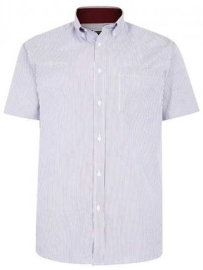 Kam Jeans 6218 SS Casual Stripe Shirt Burgundy - Košele - Košele 2XL-10XL