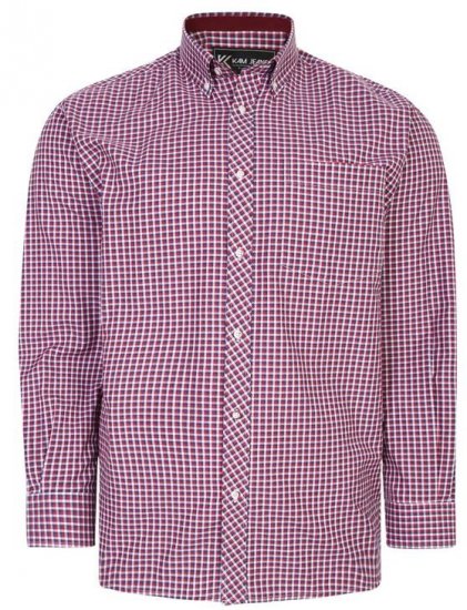 Kam Jeans 6219 LS Mini Gingham Check Shirt Red - Košele - Košele 2XL-10XL