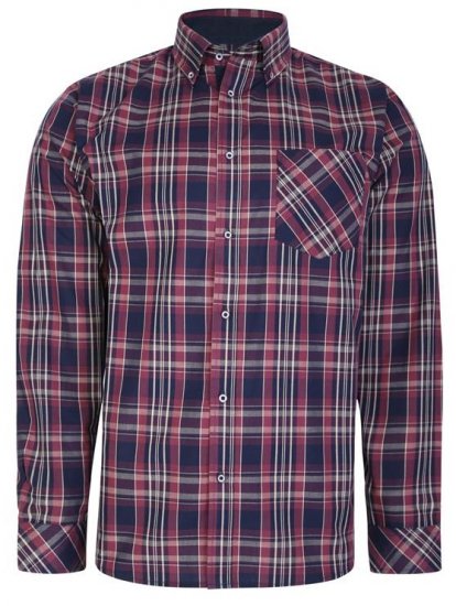 Kam Jeans 6221 Casual Checked Shirt Plum - Košele - Košele 2XL-10XL