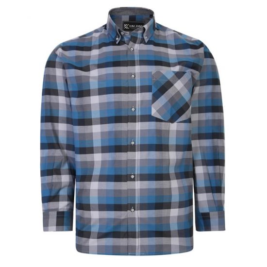 Kam Jeans 6222 Grazed Check Pattern Shirt Turquoise - Košele - Košele 2XL-10XL