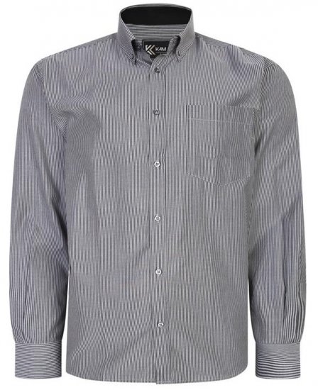 Kam Jeans 6224 LS Mini Stripe Shirt Charcoal - Košele - Košele 2XL-10XL
