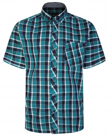Kam Jeans 6240 SS Check Shirt Teal - Košele - Košele 2XL-10XL