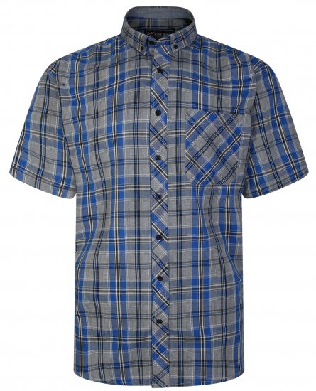 Kam Jeans 6241 SS Check Shirt Blue - Košele - Košele 2XL-10XL