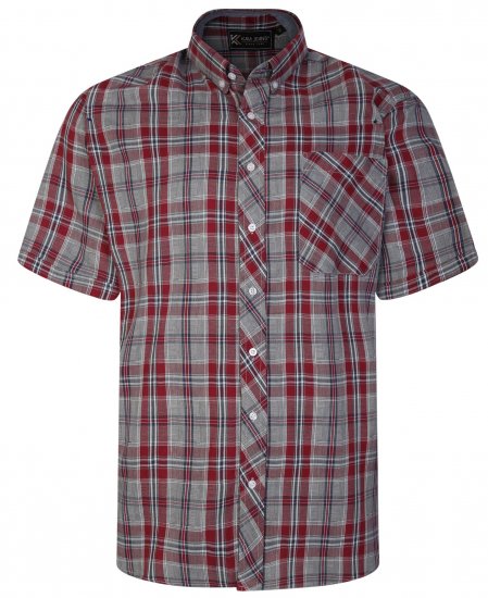 Kam Jeans 6241 SS Check Shirt Burgundy - Košele - Košele 2XL-10XL