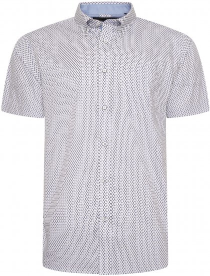 Kam Jeans 6279 All Over Geo Print Shirt White - Košele - Košele 2XL-10XL