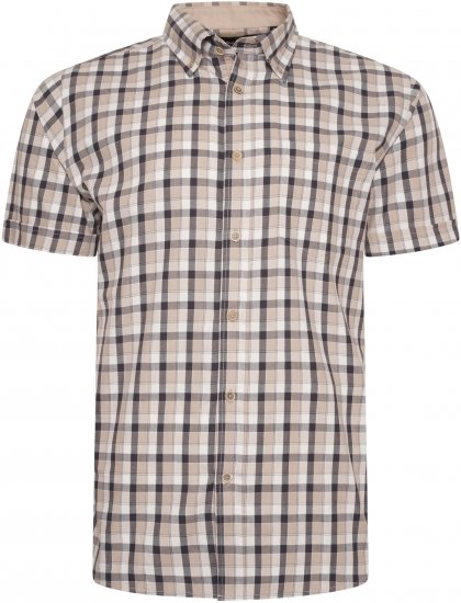 Kam Jeans 6282 Casual SS Check Shirt Beige - Košele - Košele 2XL-10XL