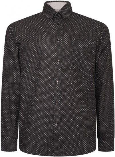 Kam Jeans 6299 Long Sleeve All Over Diamond Print Shirt Black - Košele - Košele 2XL-10XL