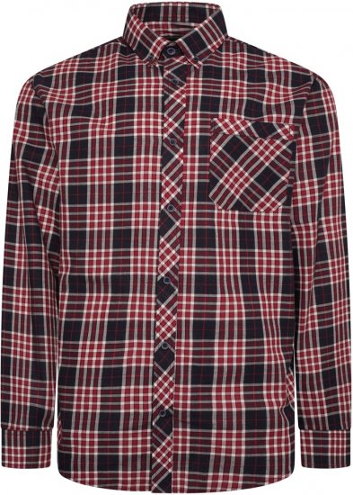 Kam Jeans 6301 LS Casual Check Shirt Red - Košele - Košele 2XL-10XL