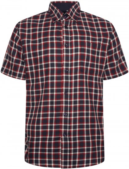 Kam Jeans 6303 Casual Check Short Sleeve Shirt Navy - Košele - Košele 2XL-10XL