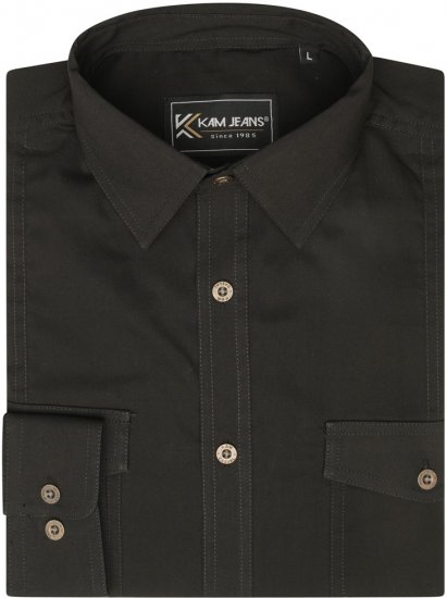Kam Jeans 6305 Long Sleeve Retro Stretch Shirt Black - Košele - Košele 2XL-10XL